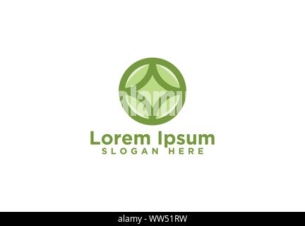 Abstract Roun Leaf Logo Designs Vector Illustration Stock Vector