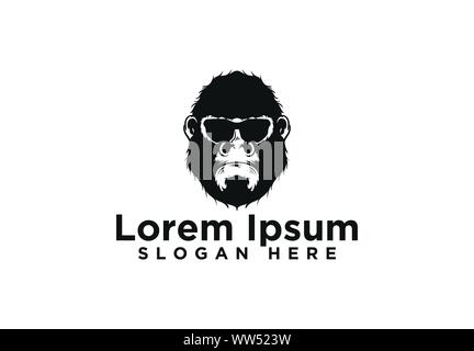 Gorilla with sun glasses logo design, Vector illustration Stock Vector