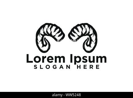 Sheep goat horn, Ram logo design, Vector illustration Stock Vector