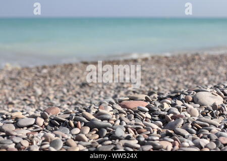 A stony beach on the Spanish coast, Stock Photo