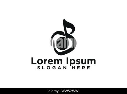 music note and guitar pick logo, vector illustration Stock Vector