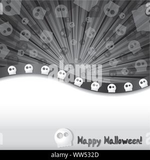Haloween background with skulls and place for text, vector illustration Stock Vector