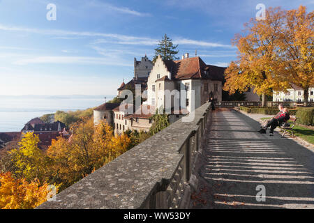 Observation terrace at the new castle, Meersburg, Lake Constance, Baden-Wuerttemberg, Germany Stock Photo