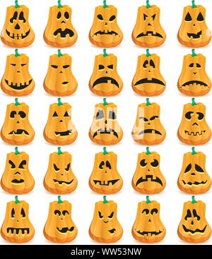 Set of pumpkins isolated on white, vector illustration Stock Vector