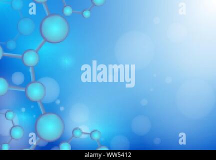 Structure molecule . Dna, atom, neurons. Scientific background for medicine, science technology chemistry. molecule illustration over blue background Stock Vector