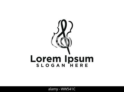 Musical note and harp logo designs, vector illustration Stock Vector