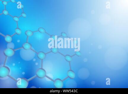Structure molecule . Dna, atom, neurons. Scientific background for medicine, science technology chemistry. molecule illustration over blue background Stock Vector
