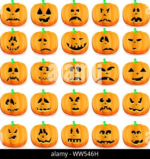 Set of pumpkins isolated on white, vector illustration Stock Vector