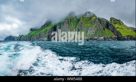 Vestmanna cliffs spectacular panorama in the Faroe Islands Stock Photo