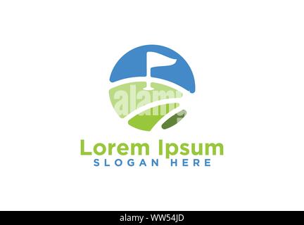 Flag, hills, Golf Logo Designs, Vector Illustration Stock Vector