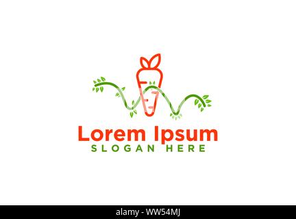 carrot, Vegetable, Mono Line Logo Designs, Vector Illustration Stock Vector