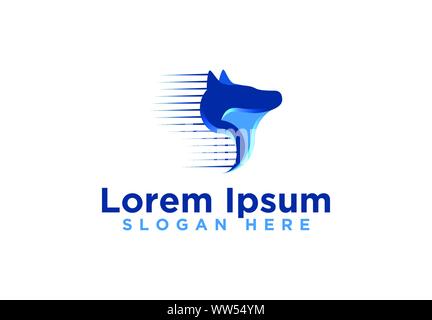 Wolf Fast, Speed Logo Designs, Vector Illustration Stock Vector