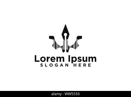 Gear, Pen Logo Designs, Vector Illustration Stock Vector