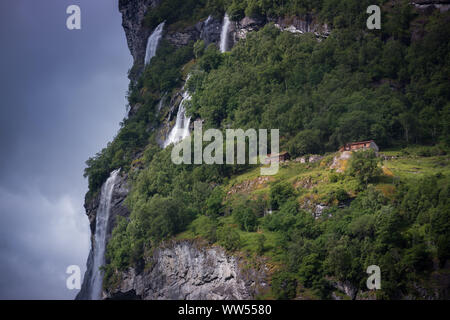 Seven sisters waterfall, Geiranger, Geirangerfjord, Norway Stock Photo