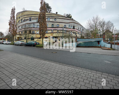 Darmstadt, Hundertwasser house with street in the foreground Stock Photo