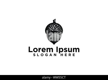hand drawn nuts, squirrel food Logo Design Vector Illustration Stock Vector