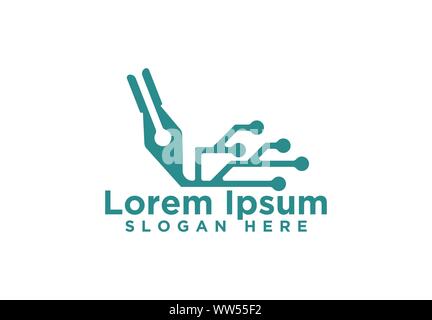 Pen and circuit Digital Logo Designs, Vector Illustration Stock Vector