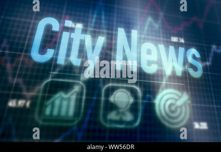 City News concept on a blue dot matrix computer display. Stock Photo