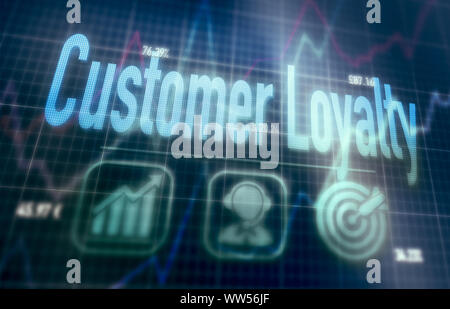 Customer First concept on a blue dot matrix computer display. Stock Photo