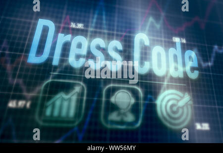 Dress Code concept on a blue dot matrix computer display. Stock Photo
