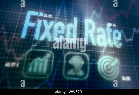 Fixed Rate concept on a blue dot matrix computer display. Stock Photo