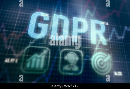 GDPR concept on a blue dot matrix computer display. Stock Photo