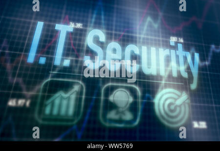 I.T. Security concept on a blue dot matrix computer display. Stock Photo
