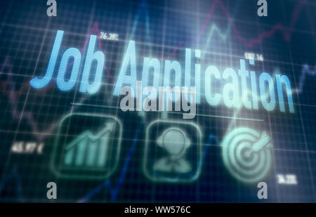 Job Application concept on a blue dot matrix computer display. Stock Photo