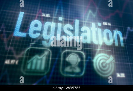 Legislation concept on a blue dot matrix computer display. Stock Photo