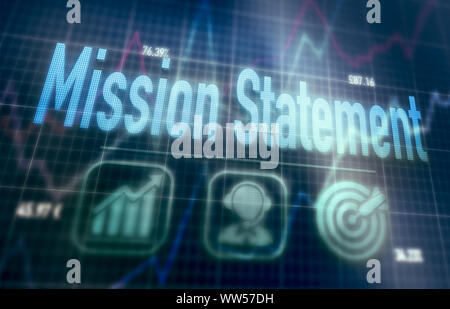 Mission Statement concept on a blue dot matrix computer display. Stock Photo
