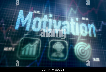 Motivation concept on a blue dot matrix computer display. Stock Photo