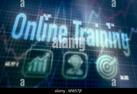 Online Training concept on a blue dot matrix computer display. Stock Photo