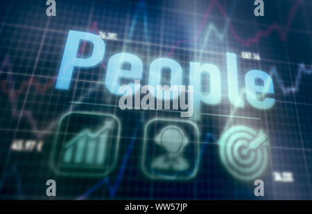 People concept on a blue dot matrix computer display. Stock Photo