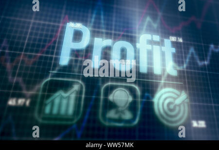 Profit concept on a blue dot matrix computer display. Stock Photo