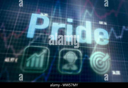 Pride concept on a blue dot matrix computer display. Stock Photo
