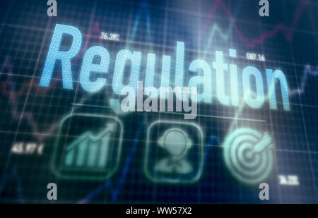 Regulation concept on a blue dot matrix computer display. Stock Photo