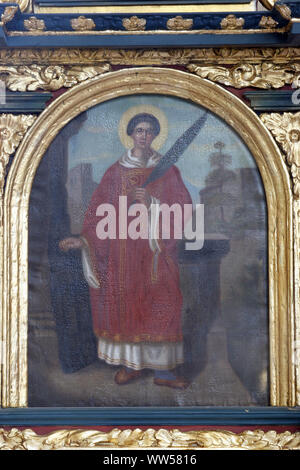 Saint Lawrence of Rome altarpiece in the chapel of St. James in Ivanic Grad, Croatia Stock Photo