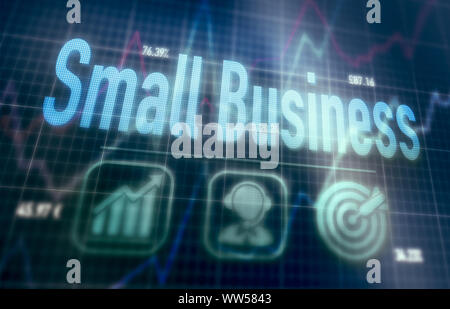Small Business concept on a blue dot matrix computer display. Stock Photo