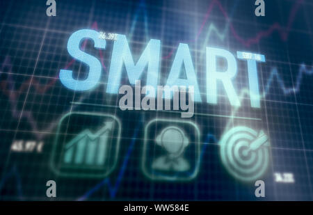 SMART concept on a blue dot matrix computer display. Stock Photo