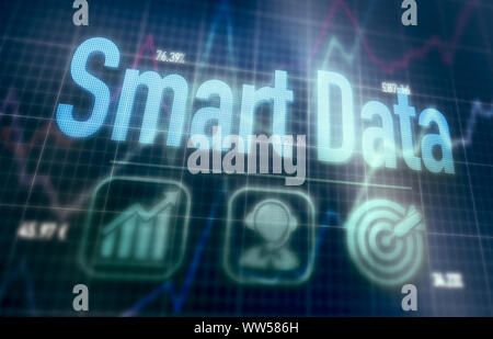 Smart Data concept on a blue dot matrix computer display. Stock Photo