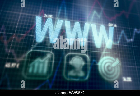 WWW concept on a blue dot matrix computer display. Stock Photo