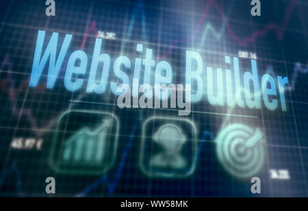 Website Builder concept on a blue dot matrix computer display. Stock Photo
