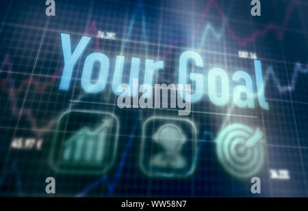 Your Goal concept on a blue dot matrix computer display. Stock Photo