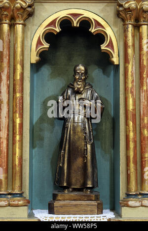 Saint Leopold Mandic, staue on the main altar in the church of Saint Peter in Ivanic Grad, Croatia Stock Photo