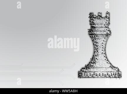 Chess Rook, fortress.  Abstract Low Poly Design. Strategy Concept. From Dot And Line, Vector Illustration Stock Vector
