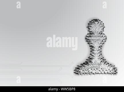 Chess Pawn. Abstract Low Poly Wireframe Design. Strategy Concept. From Dot and Line. Vector Illustration Stock Vector