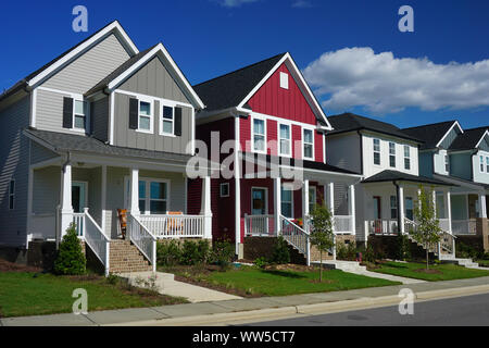 Red and Grey Row Houses Stock Photo