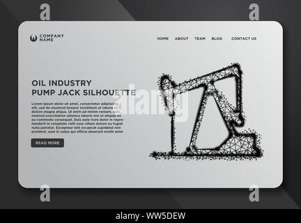 Web page design templates collection of Oil Pump Jack, Mining Industrial. Abstract Wireframe from dots and lines, Vector Illustration Stock Vector