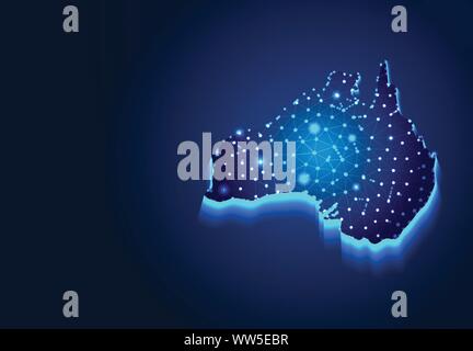 Australian Map, Abstract Low poly Designs, from line and dot wireframe, Vector Illustration Stock Vector