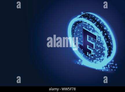 Franc coin, Business finance, Abstract Low poly Designs, from line and dot wireframe, Vector Illustration Stock Vector
